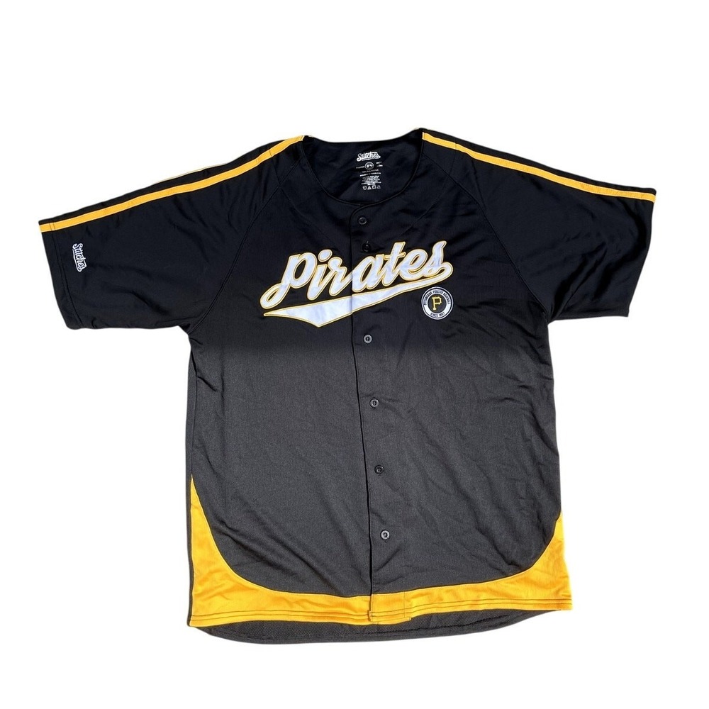 Stitches Pittsburgh Pirates MLB Baseball Jersey Mens XL Black Stitched Logo
